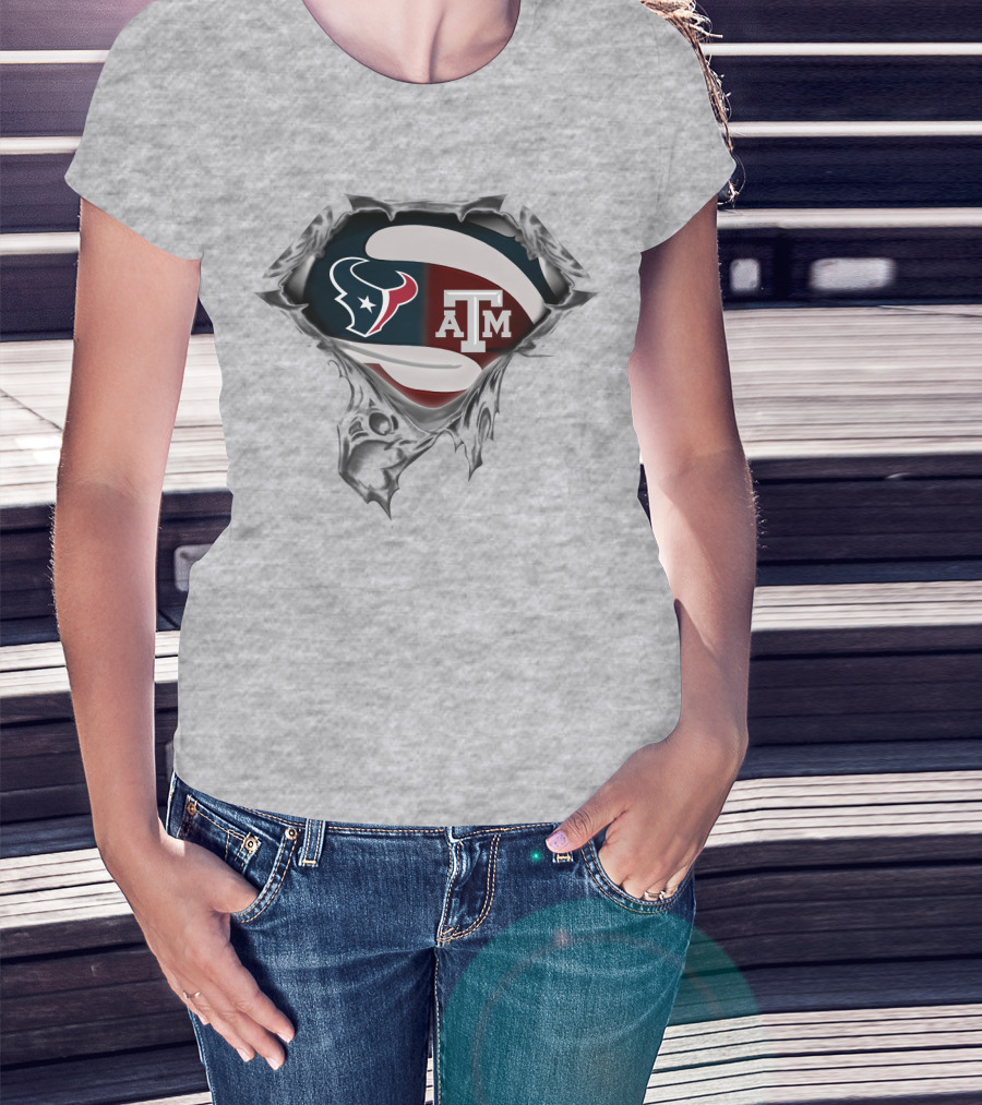 Texans A&M Aggies Logo Fusion Superhero Symbol T-Shirt