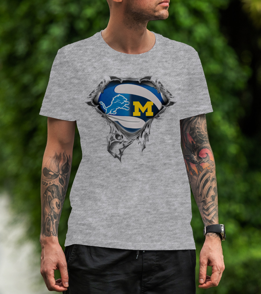Detroit Lions And Michigan Wolverines Tearing Through T-Shirt