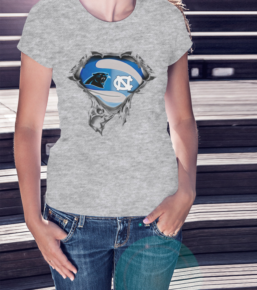 Carolina Panthers Tar Heels Nc Logo Mashup T-Shirt