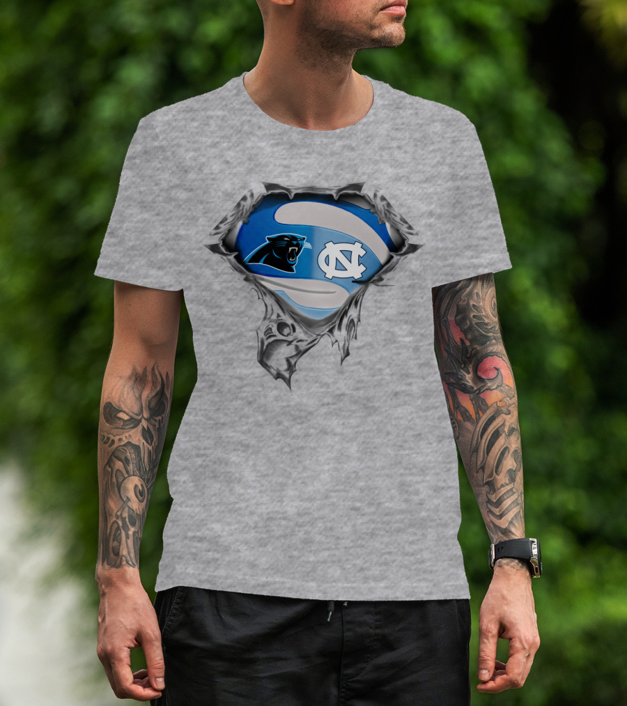 Carolina Panthers Tar Heels Nc Logo Mashup T-Shirt