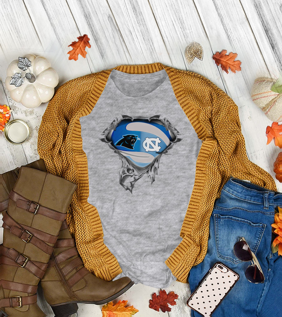 Carolina Panthers Tar Heels Nc Logo Mashup T-Shirt