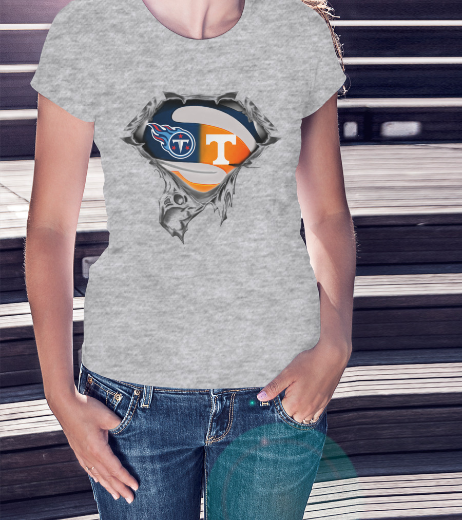 Tennessee Titans Volunteers Crossover Logo Superhero Theme T-Shirt