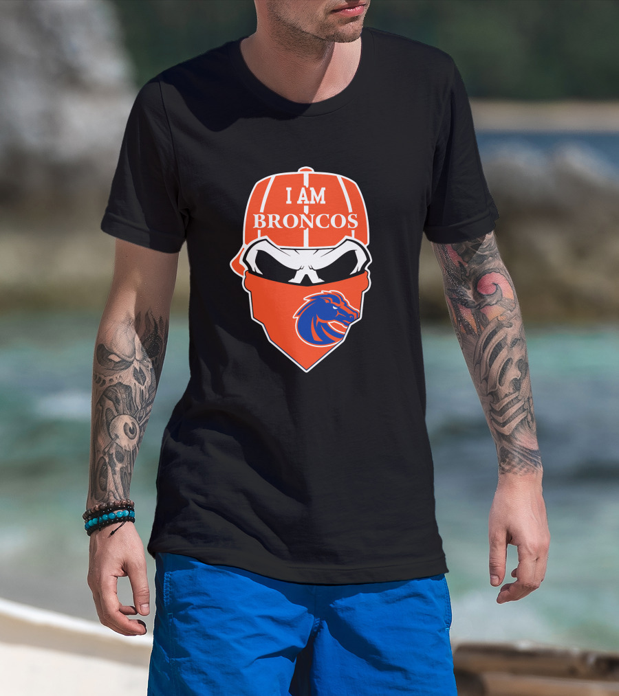 I Am Broncos Boise State Broncos Skull Sports T-Shirt