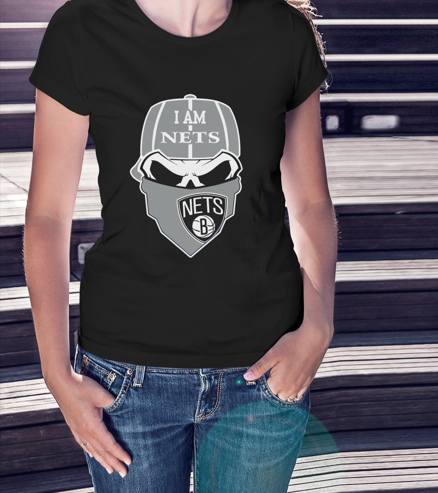 I Am Nets Brooklyn Nets Skull Logo B T-Shirt