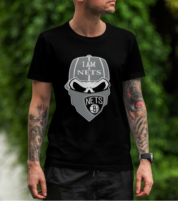 I Am Nets Brooklyn Nets Skull Logo B T-Shirt