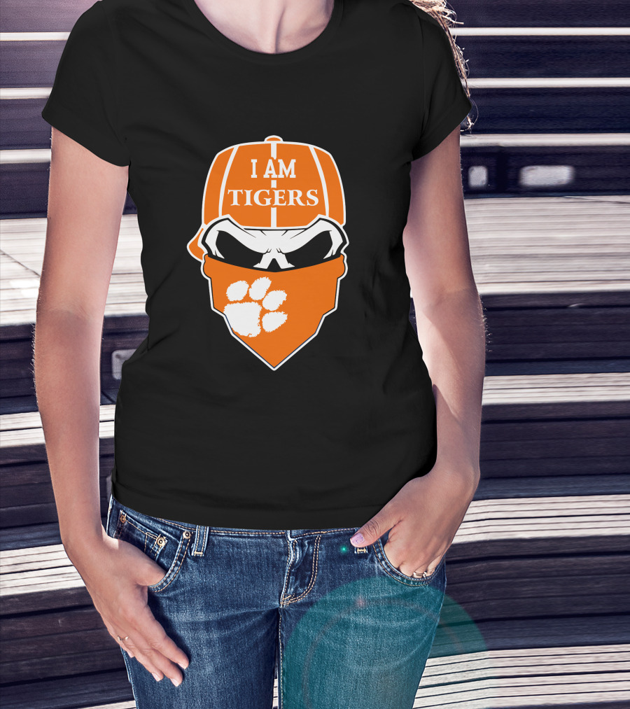 Clemson Tigers I Am Tigers Skull Paw T-Shirt