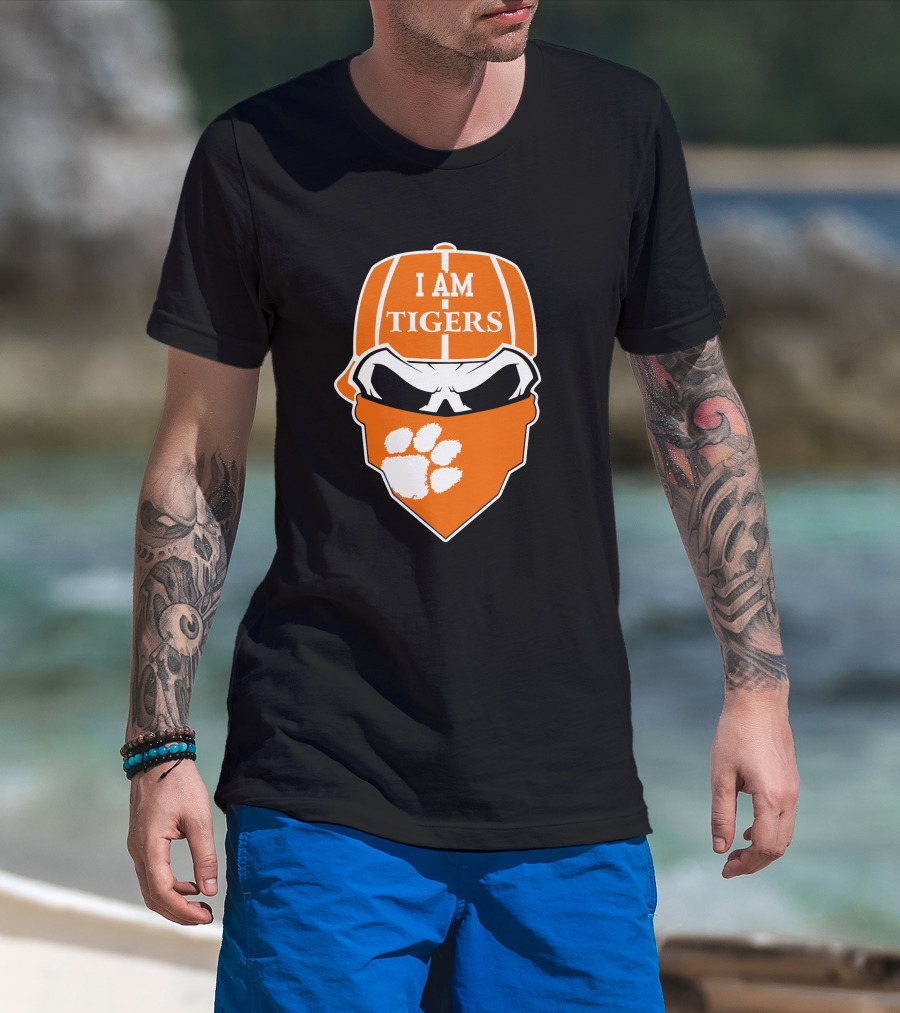 Clemson Tigers I Am Tigers Skull Paw T-Shirt