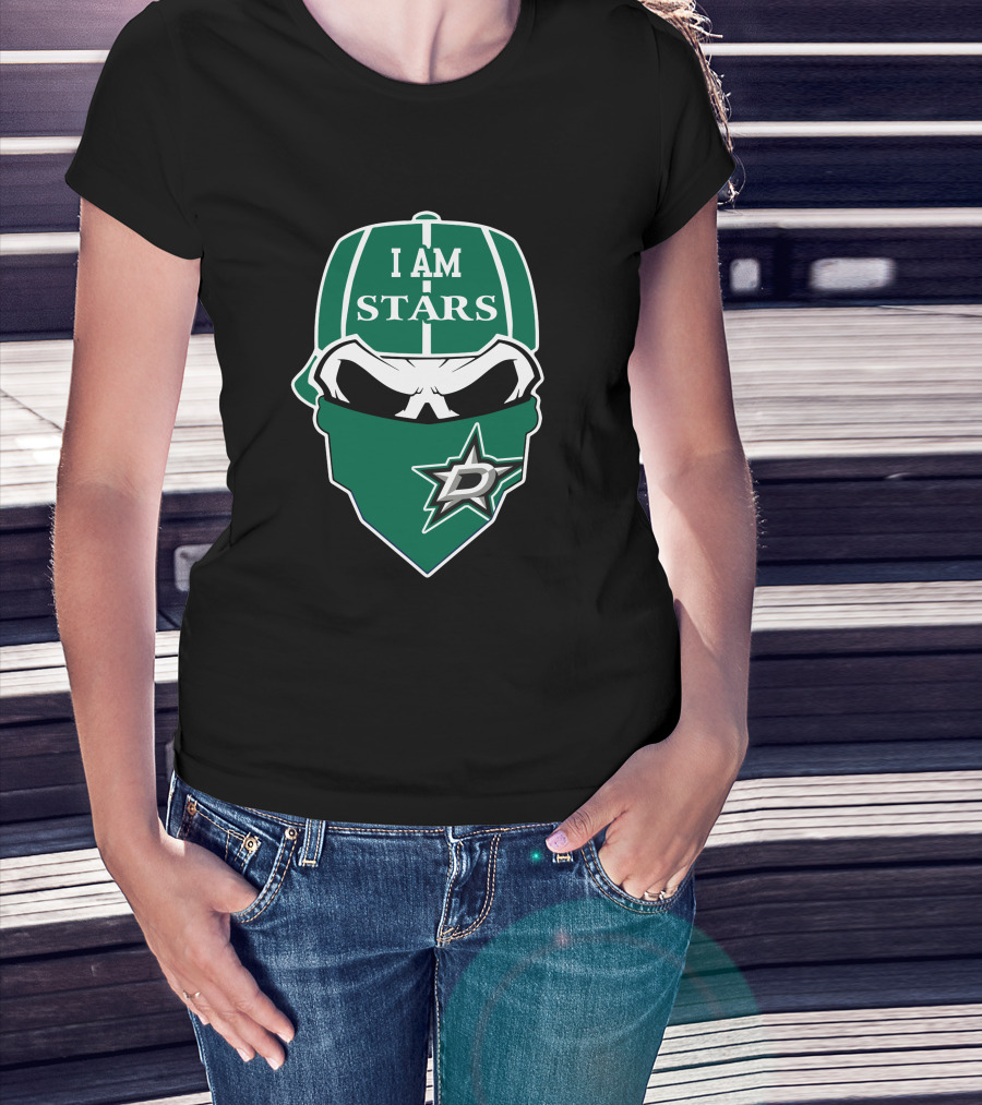 I Am Stars Dallas Stars Skull Logo Bandana T-Shirt