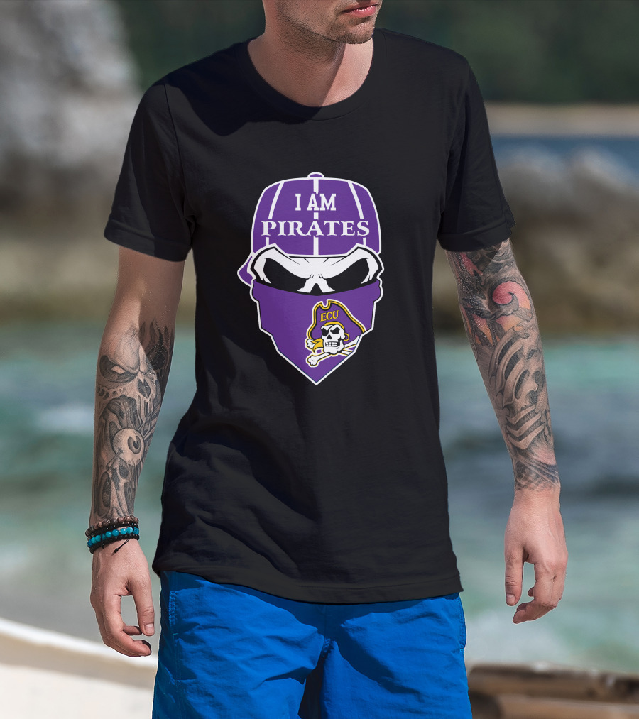 I Am Pirates Ecu Skull Mask Logo East Carolina Pirates T-Shirt