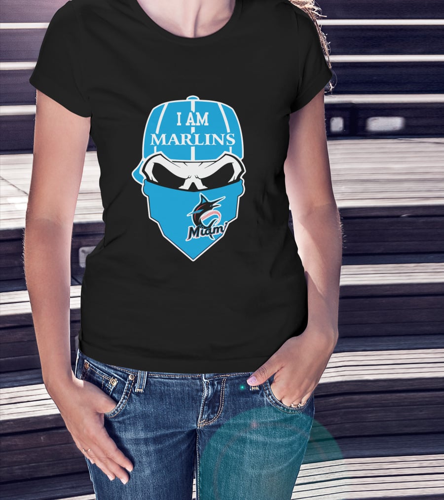 I Am Marlins Miami Marlins Skull T-Shirt