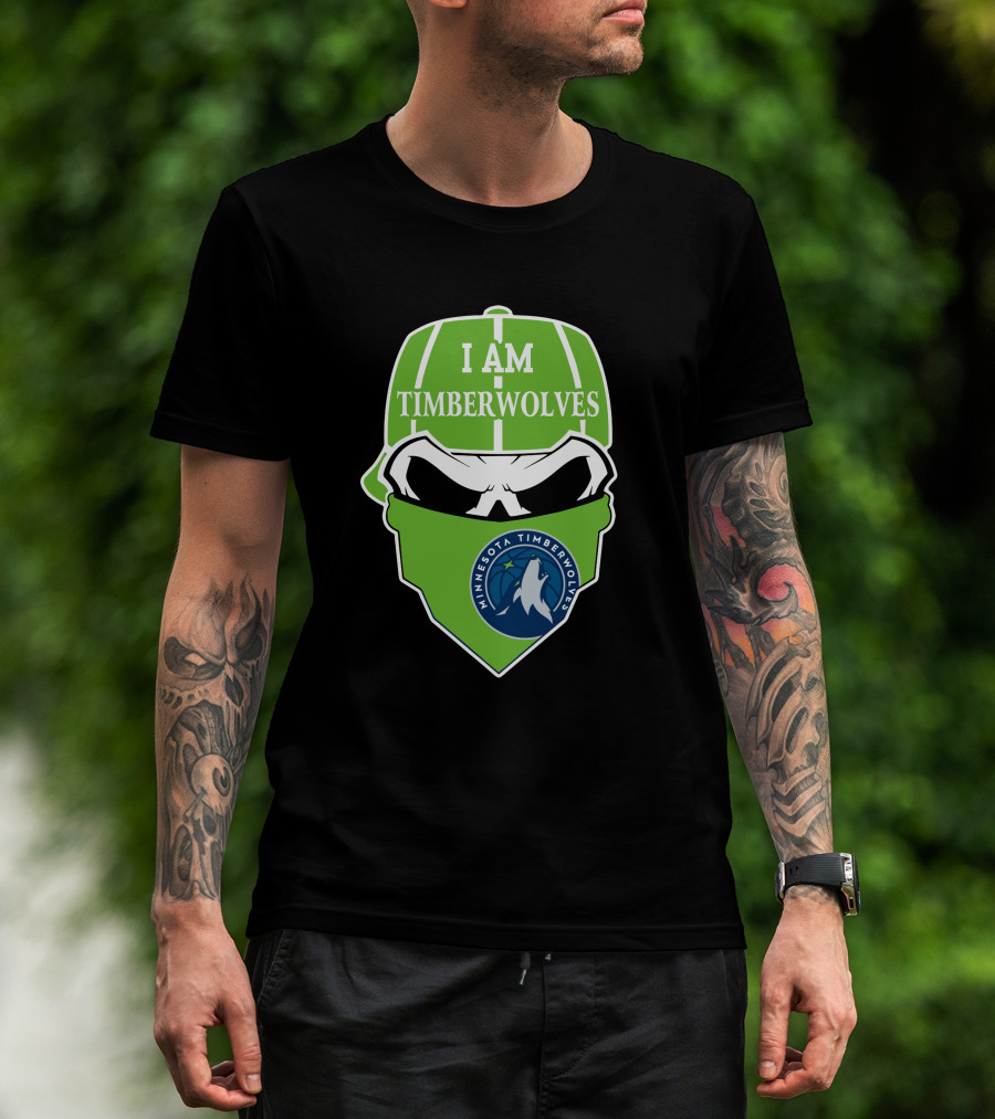 I Am Timberwolves Minnesota Timberwolves Logo Skull T-Shirt