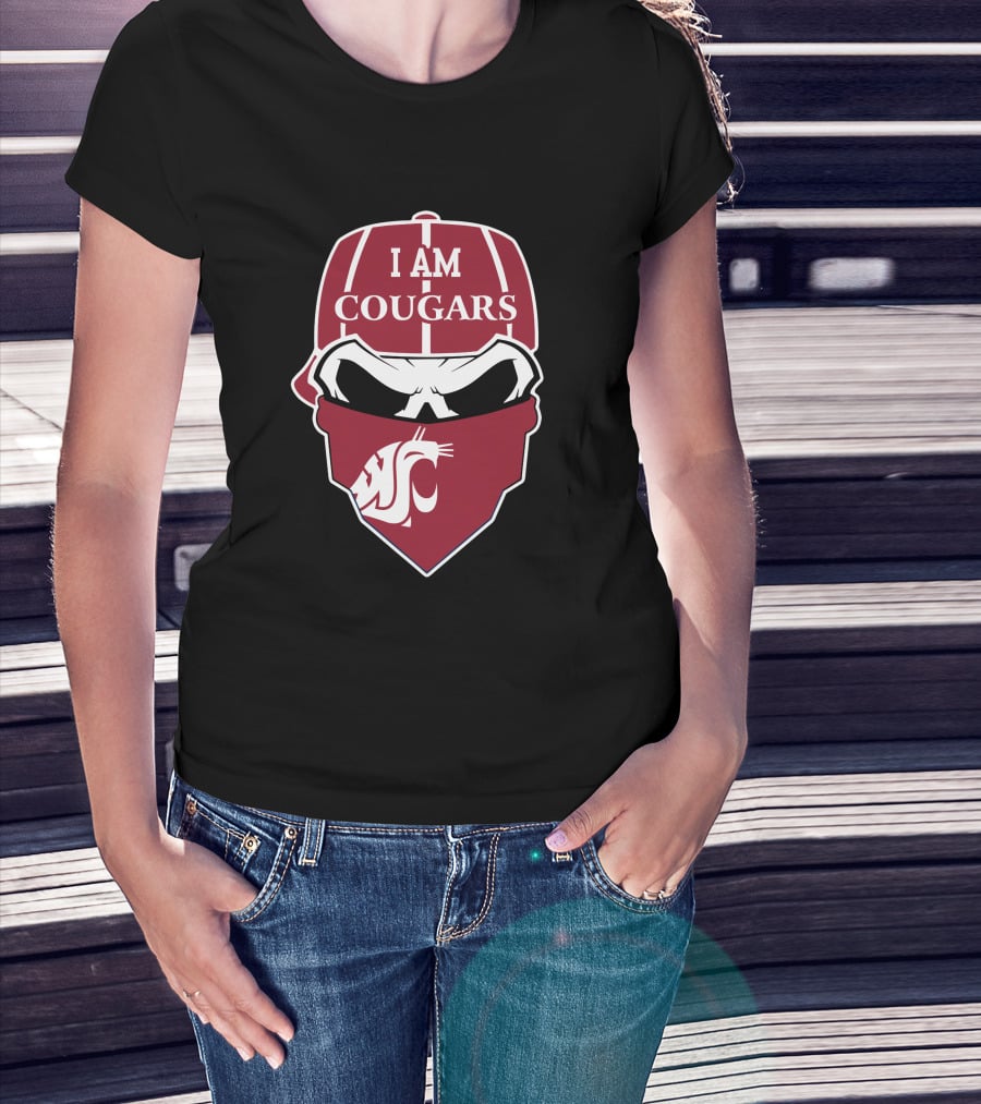 I Am Cougars Washington State Skull T-Shirt