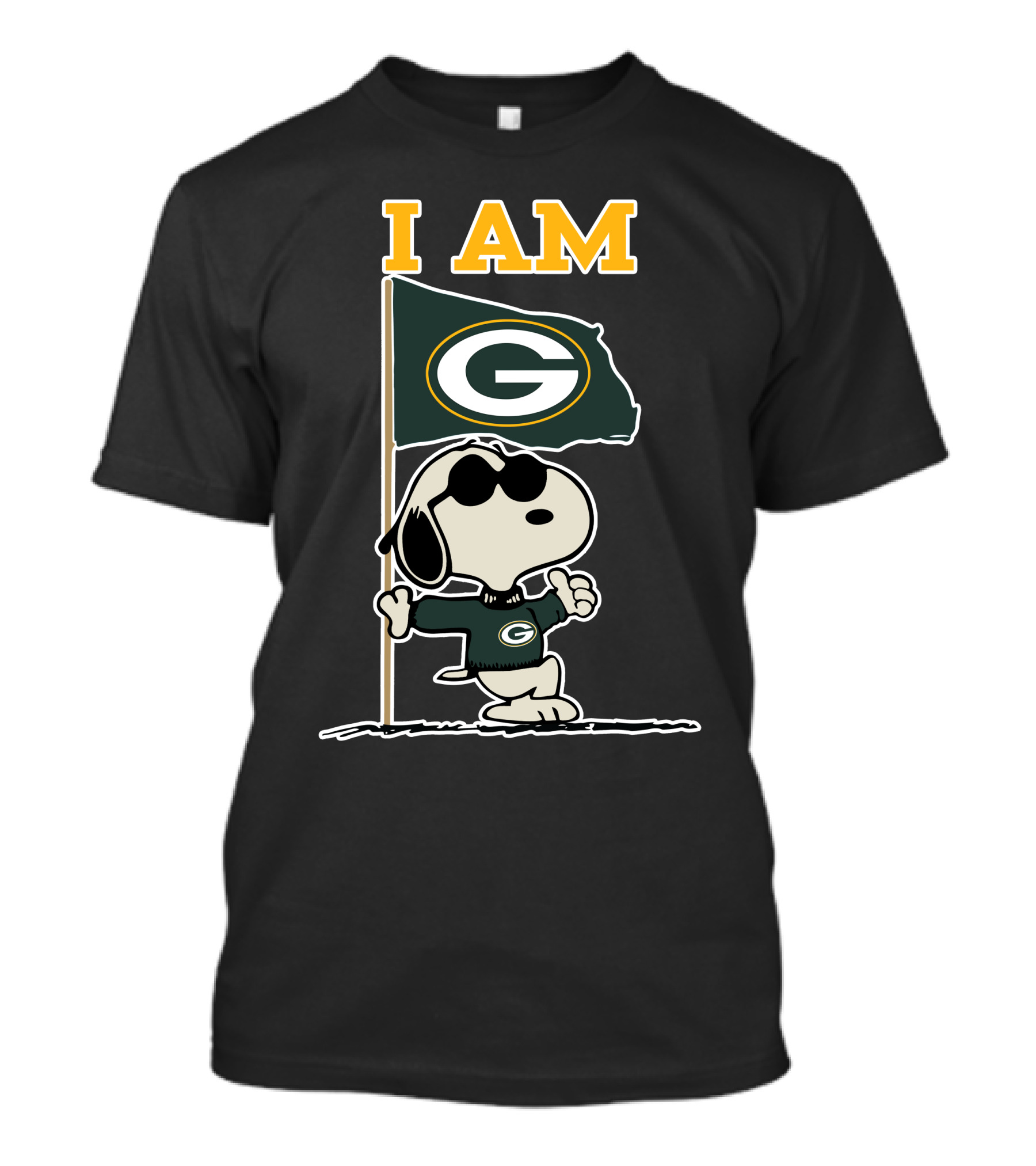 Snoopy Green Bay Packers Flag I Am T-Shirt