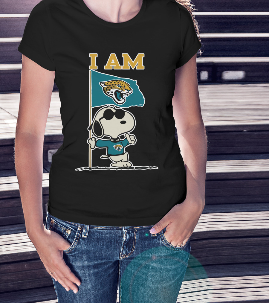 I Am Jacksonville Jaguars Snoopy Flag T-Shirt