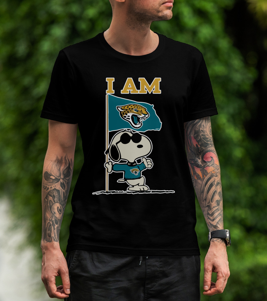 I Am Jacksonville Jaguars Snoopy Flag T-Shirt