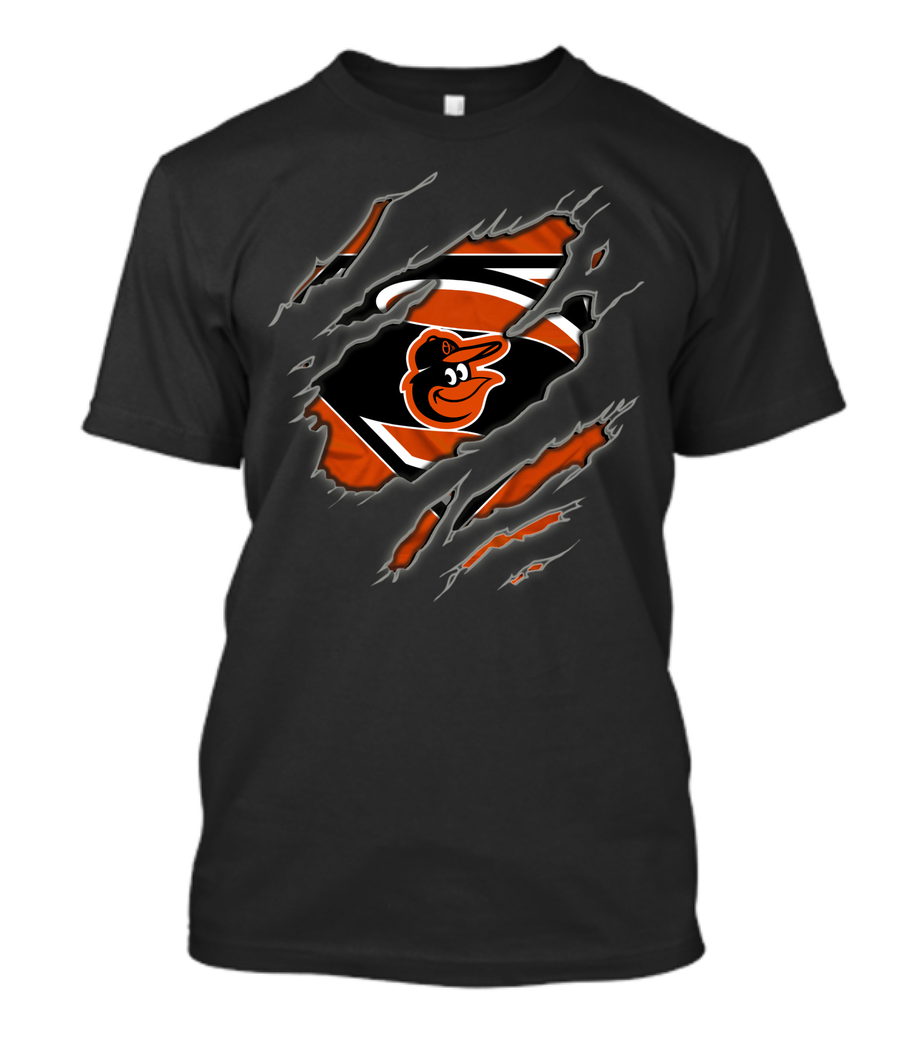 Baltimore Orioles Superman Logo Ripped T-Shirt