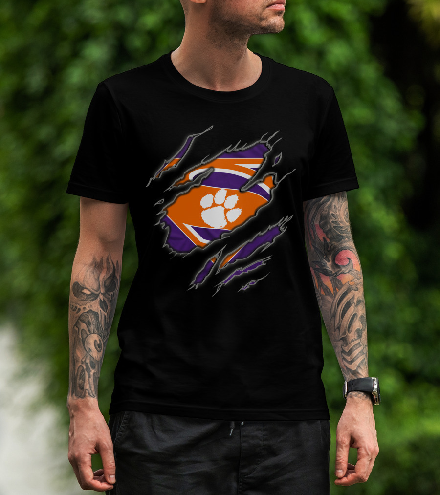 Clemson Tigers Logo Claw Superman 1 T-Shirt