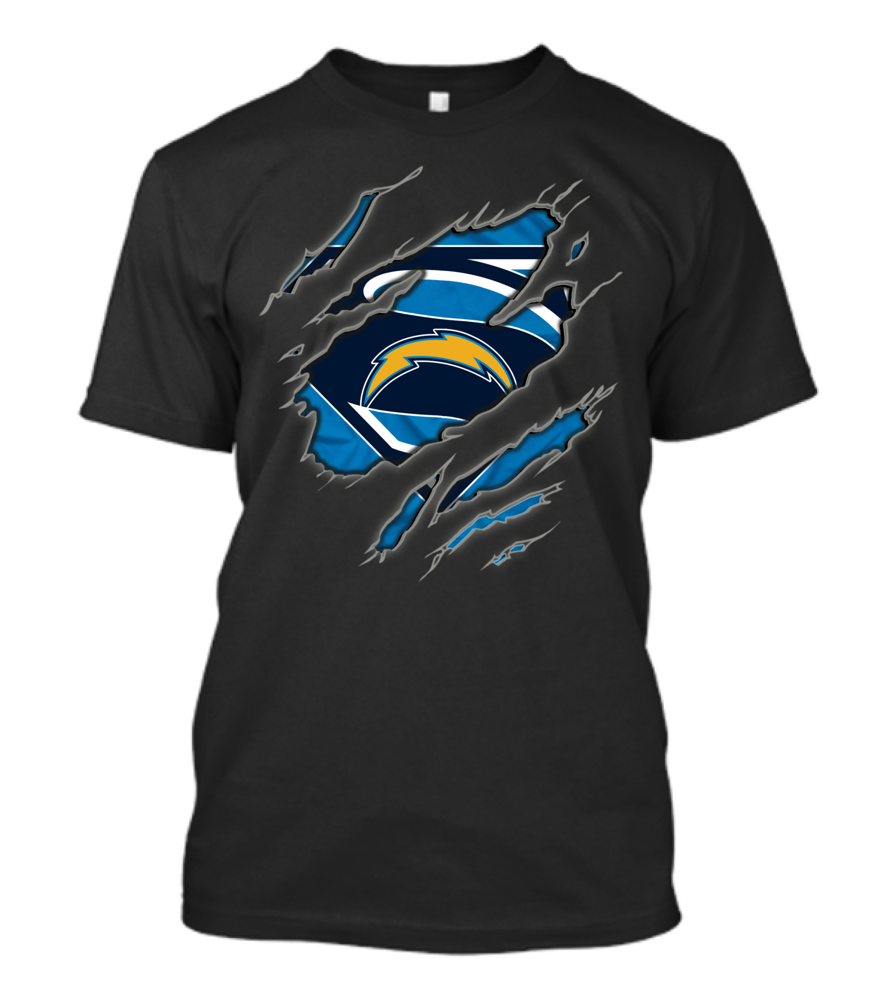 Los Angeles Chargers Superman Logo Lightning Bolt T-Shirt