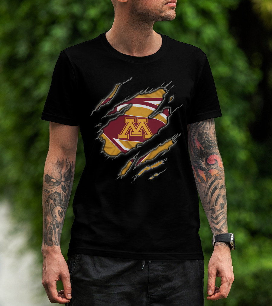 Minnesota Golden Gophers Superman Logo With Claw Marks T-Shirt