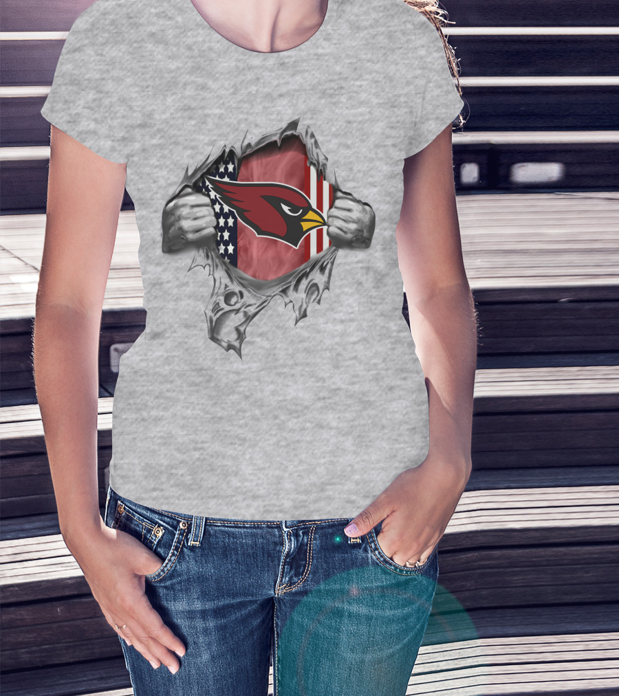 Arizona Cardinals Logo American Flag T-Shirt