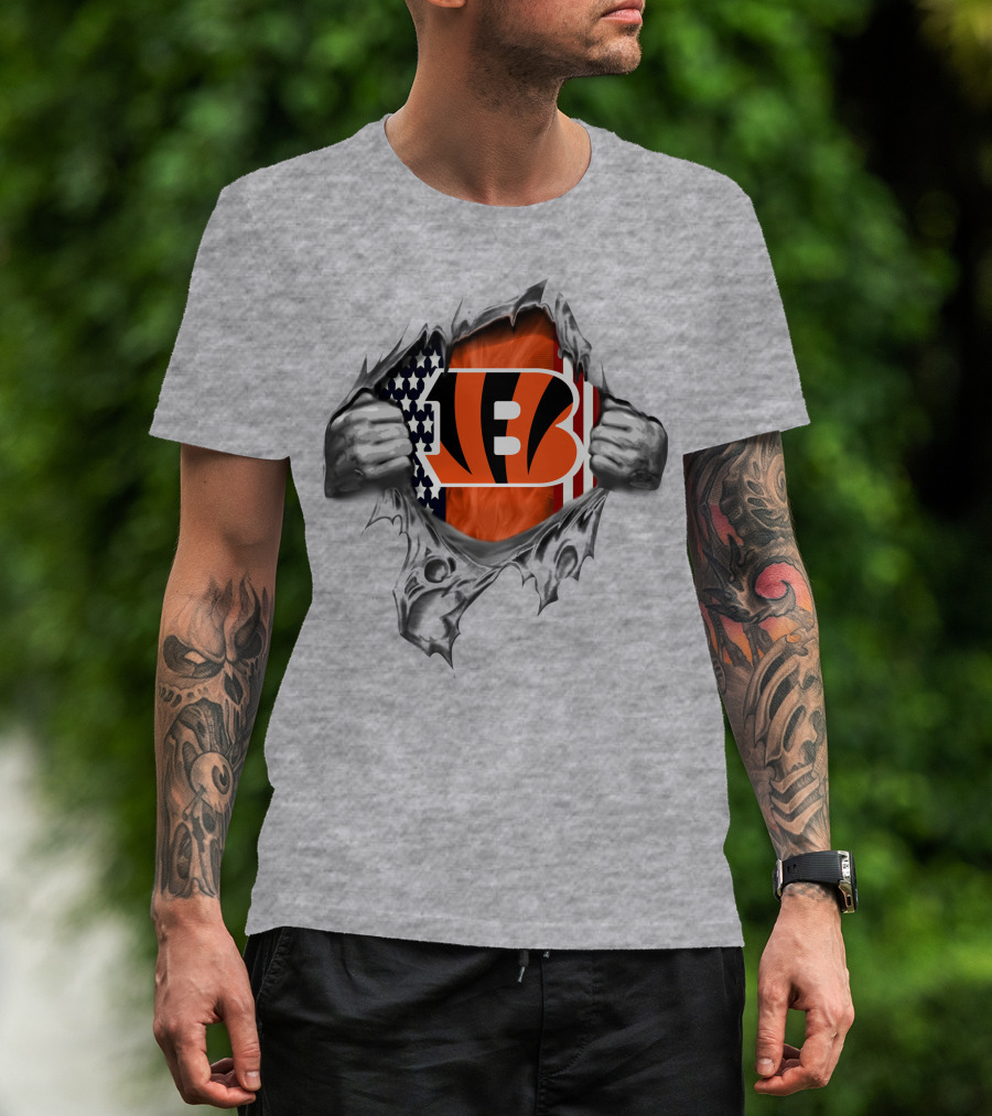 Cincinnati Bengals American Flag Fan Pride Burst T-Shirt
