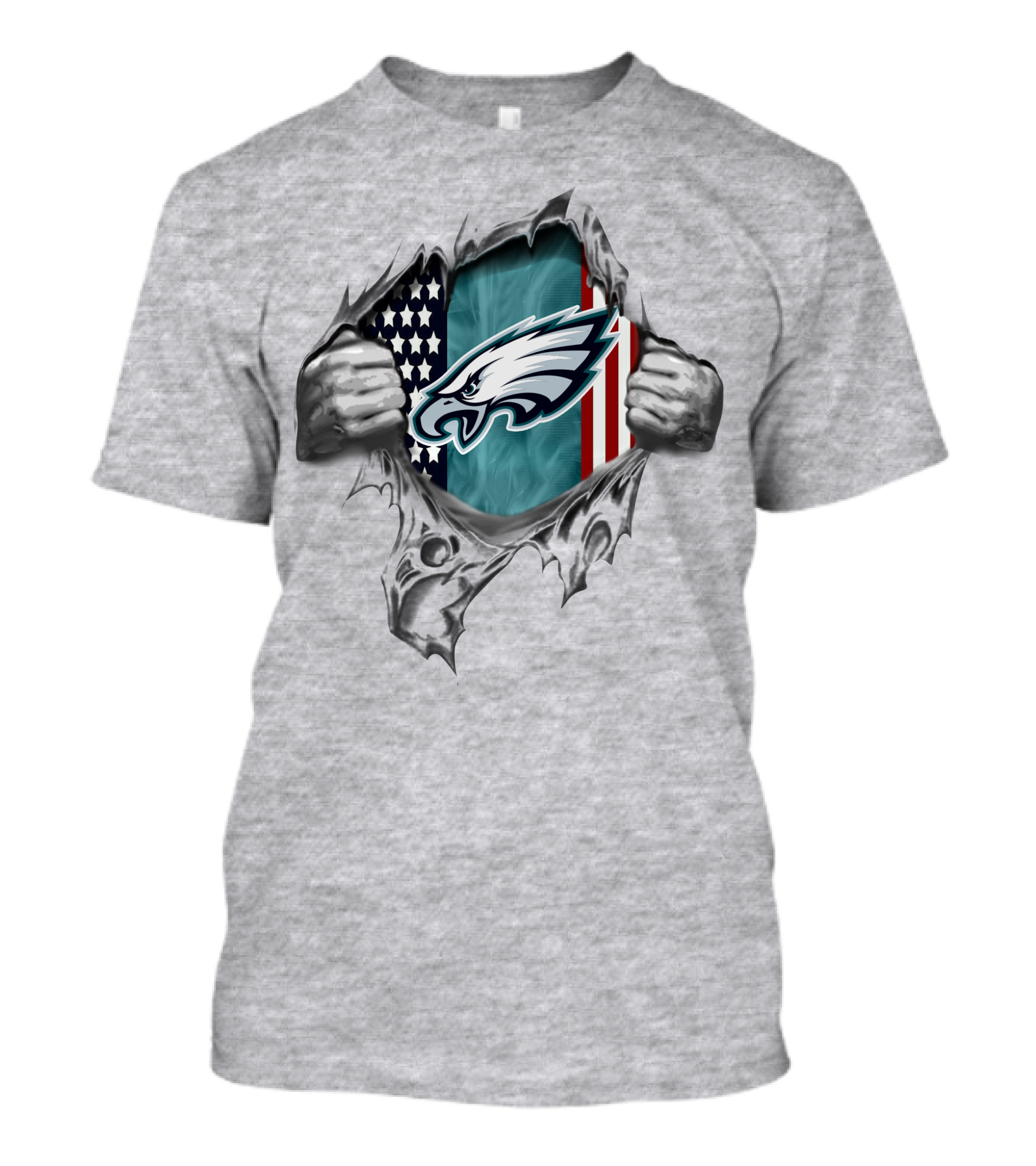 American Flag Philadelphia Eagles Logo Tear T-Shirt