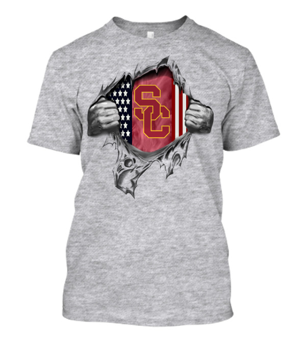 Usc Trojans Sc American Flag Tribute T-Shirt