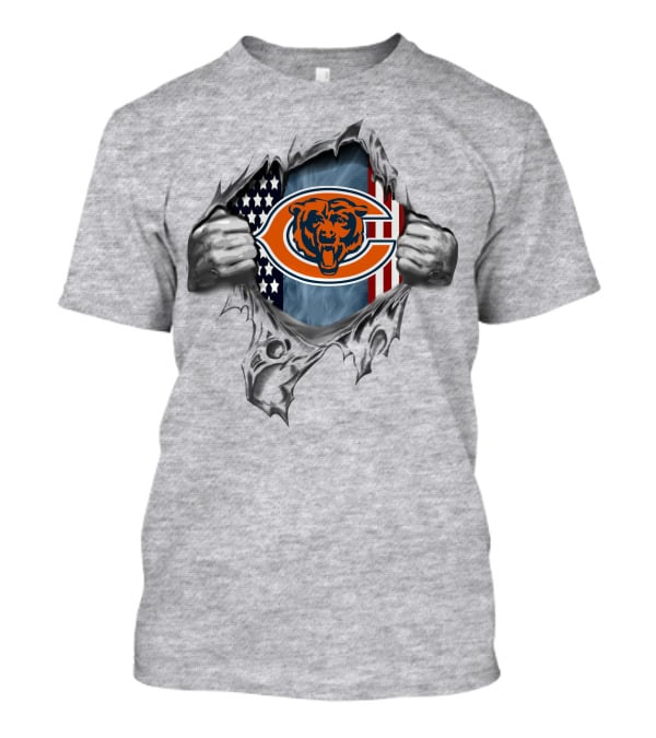 Chicago Bears American Flag Tear T-Shirt