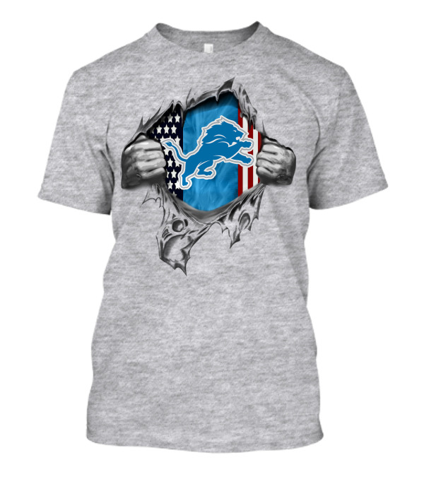 American Flag Lion Logo Detroit Lions T-Shirt