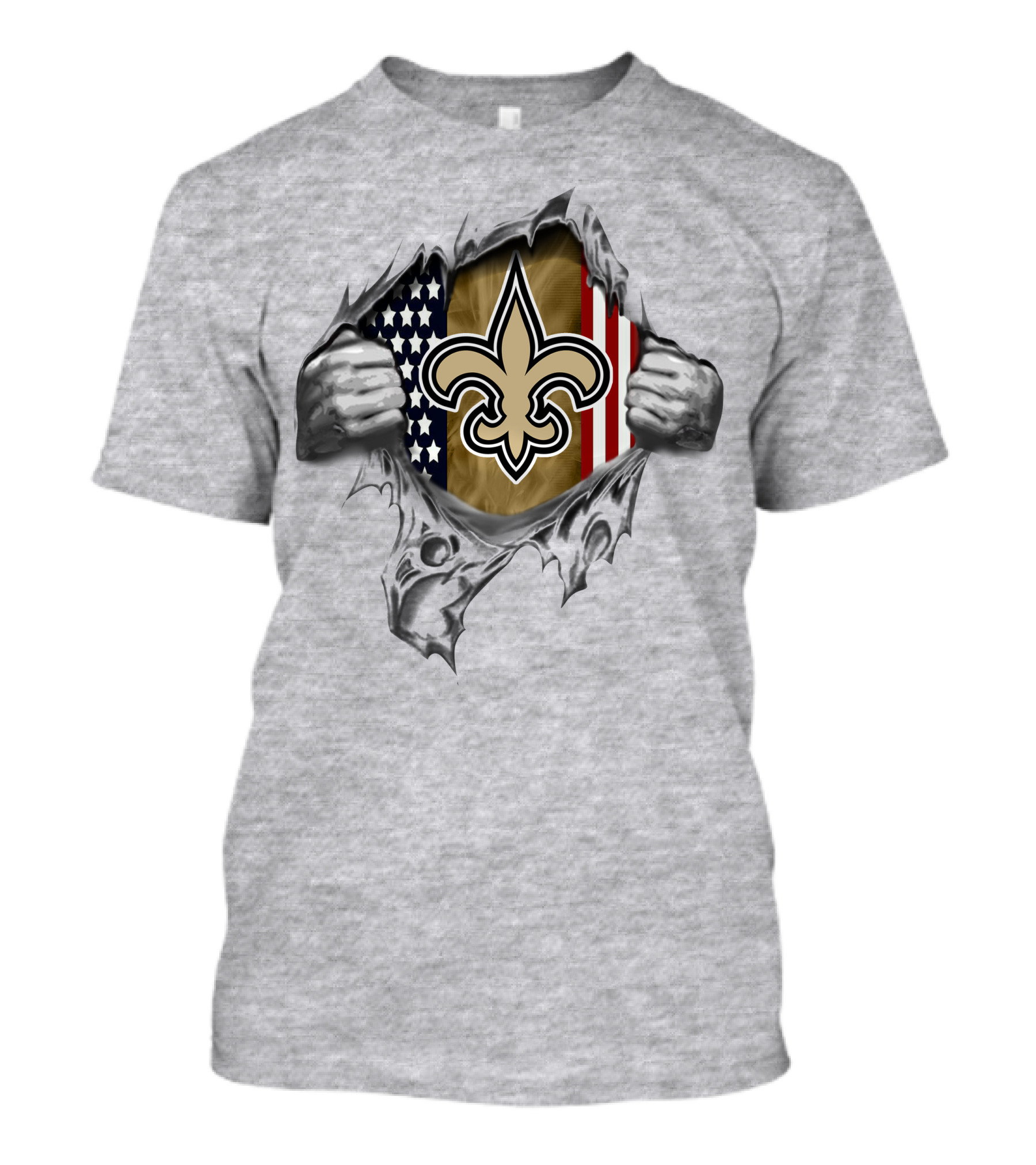 American Flag New Orleans Saints Fleur-De-Lis Peeling Back T-Shirt