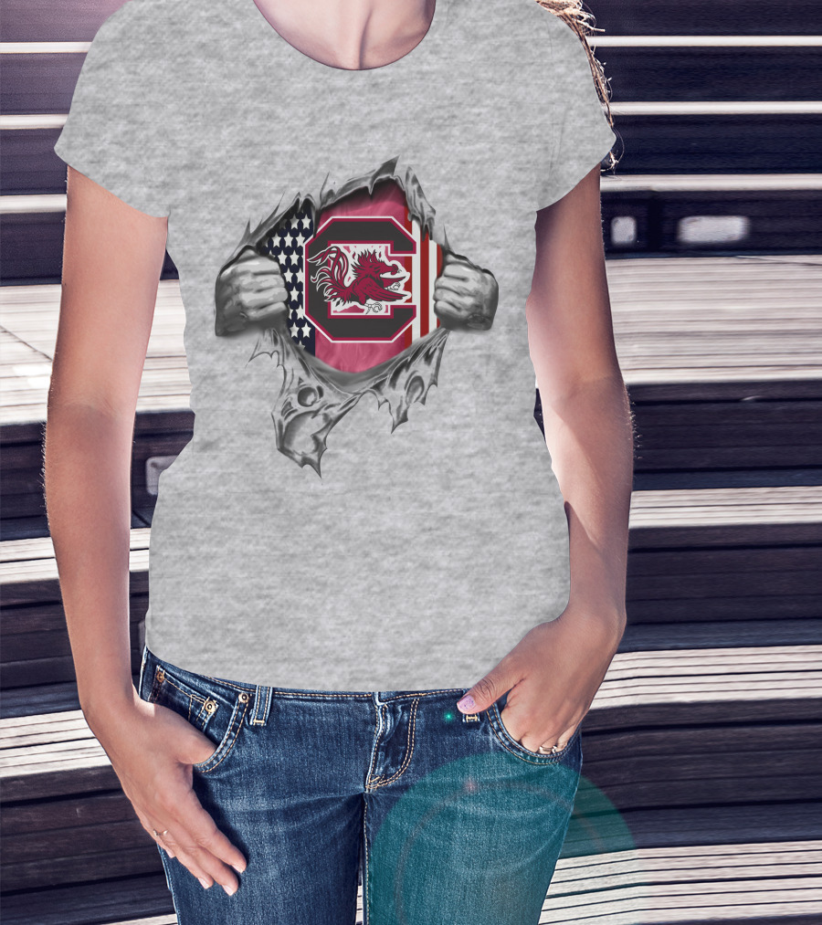 South Carolina Gamecocks American Flag T-Shirt