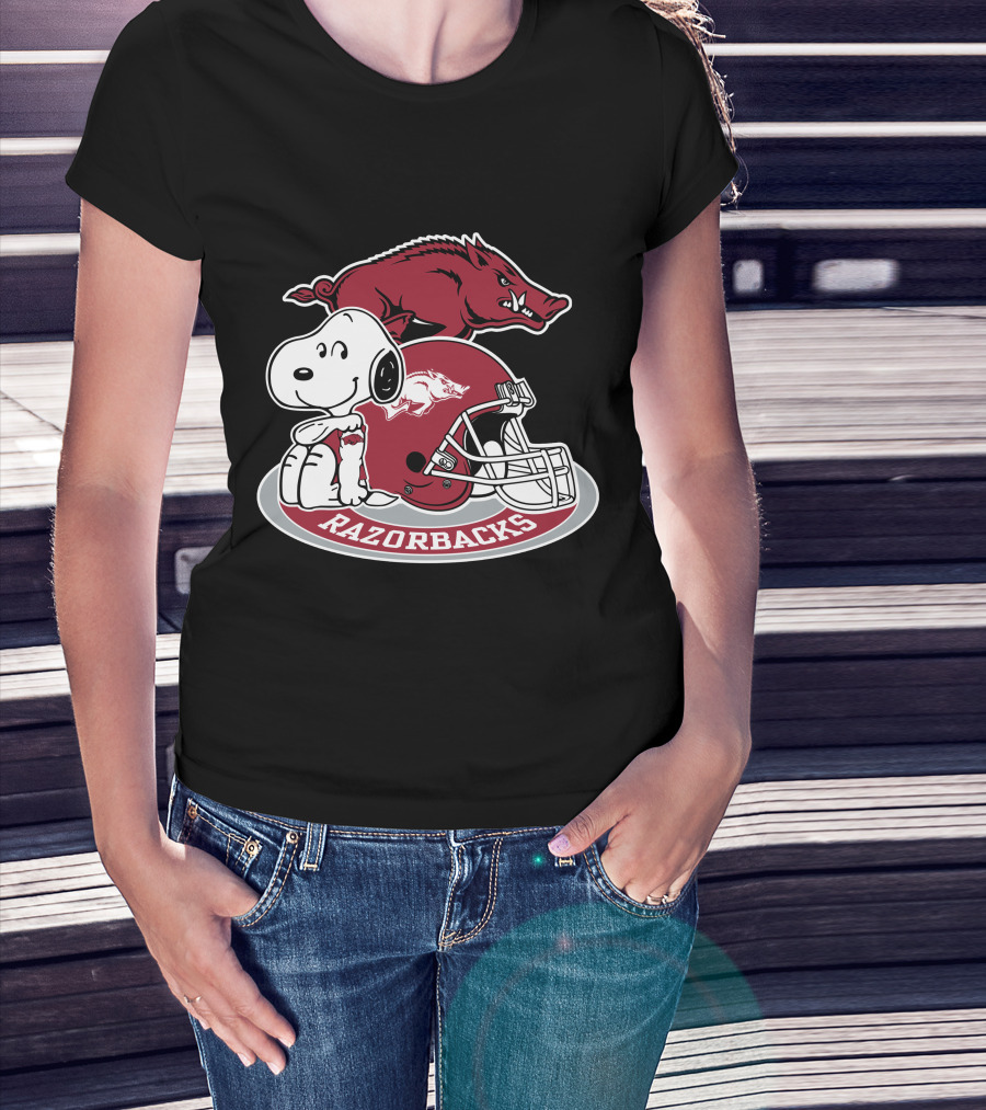 Arkansas Razorbacks Snoopy Football Helmet Razorbacks T-Shirt