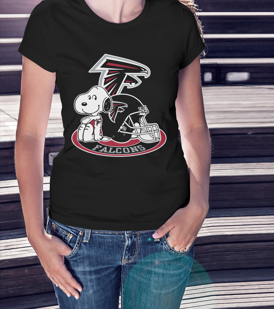 Atlanta Falcons Snoopy With Falcons Logo And Helmet T-Shirt