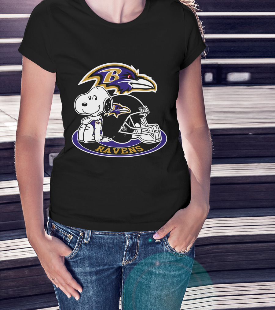 Baltimore Ravens Snoopy Helmet Logo Ravens T-Shirt