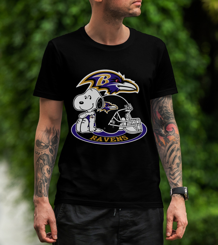 Baltimore Ravens Snoopy Helmet Logo Ravens T-Shirt
