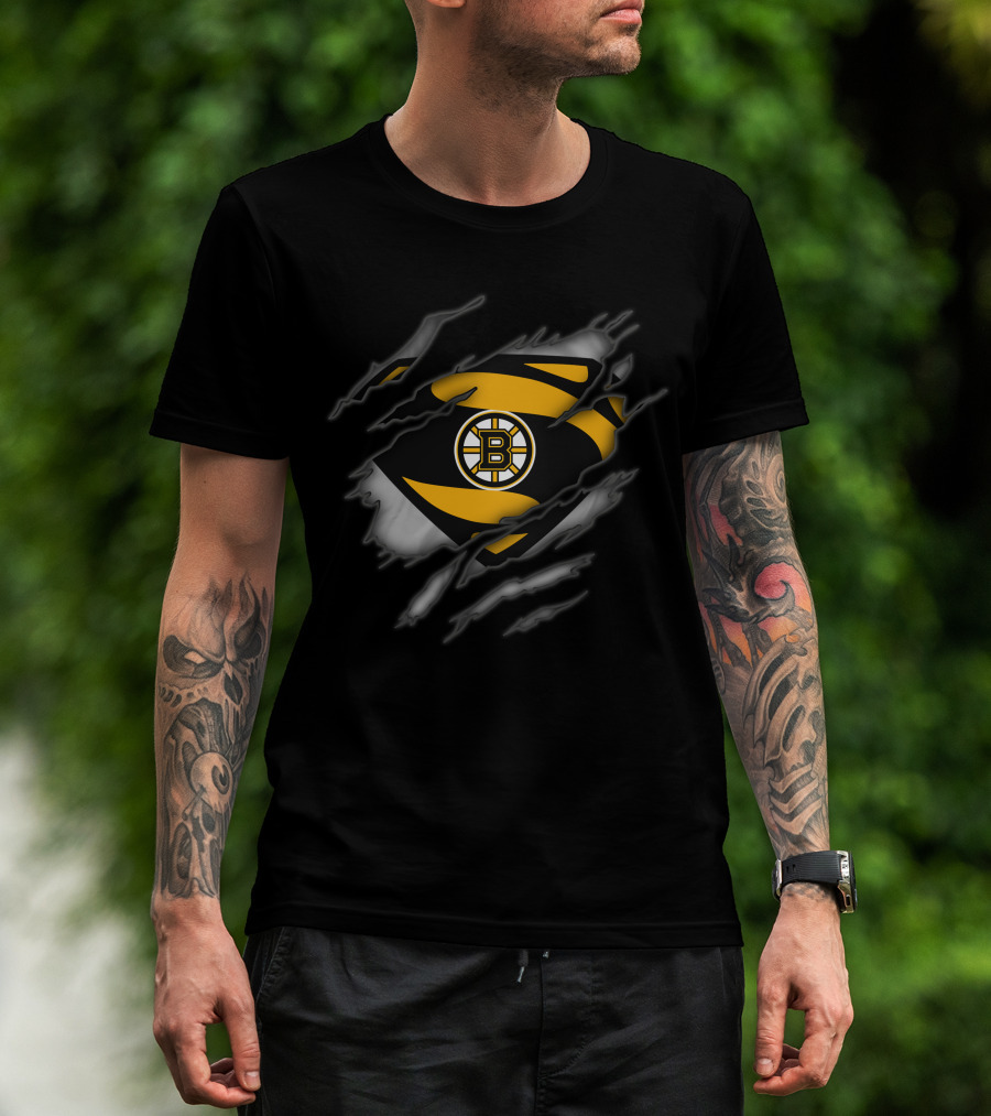 Boston Bruins Superman Logo Dynamic Tear T-Shirt