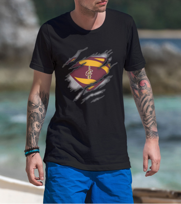 Cleveland Cavaliers Logo Superman Style Tear Revealed T-Shirt