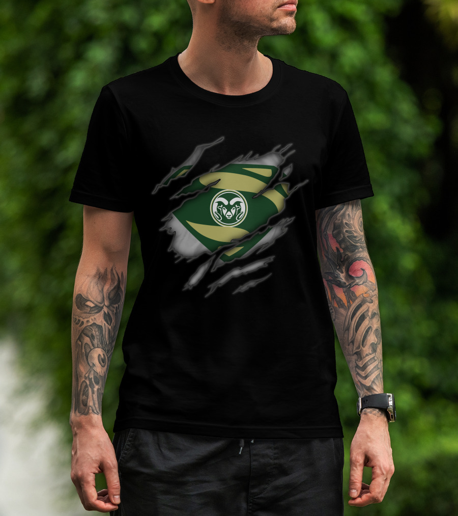 Colorado State Rams Logo Rip Style Superman T-Shirt