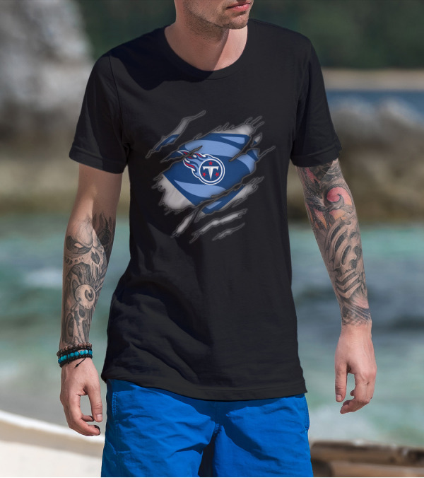 Tennessee Titans Logo Torn Superman Style T-Shirt