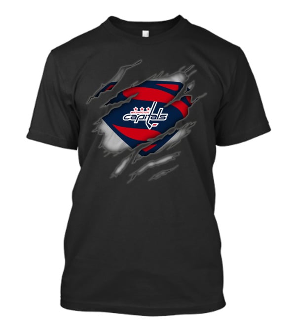 Washington Capitals Crest With Superman Ripped Effect T-Shirt