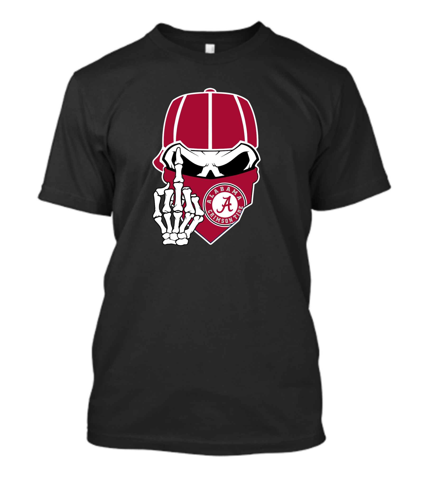 Alabama Crimson Tide Skull Bandana Skeleton Hand T-Shirt