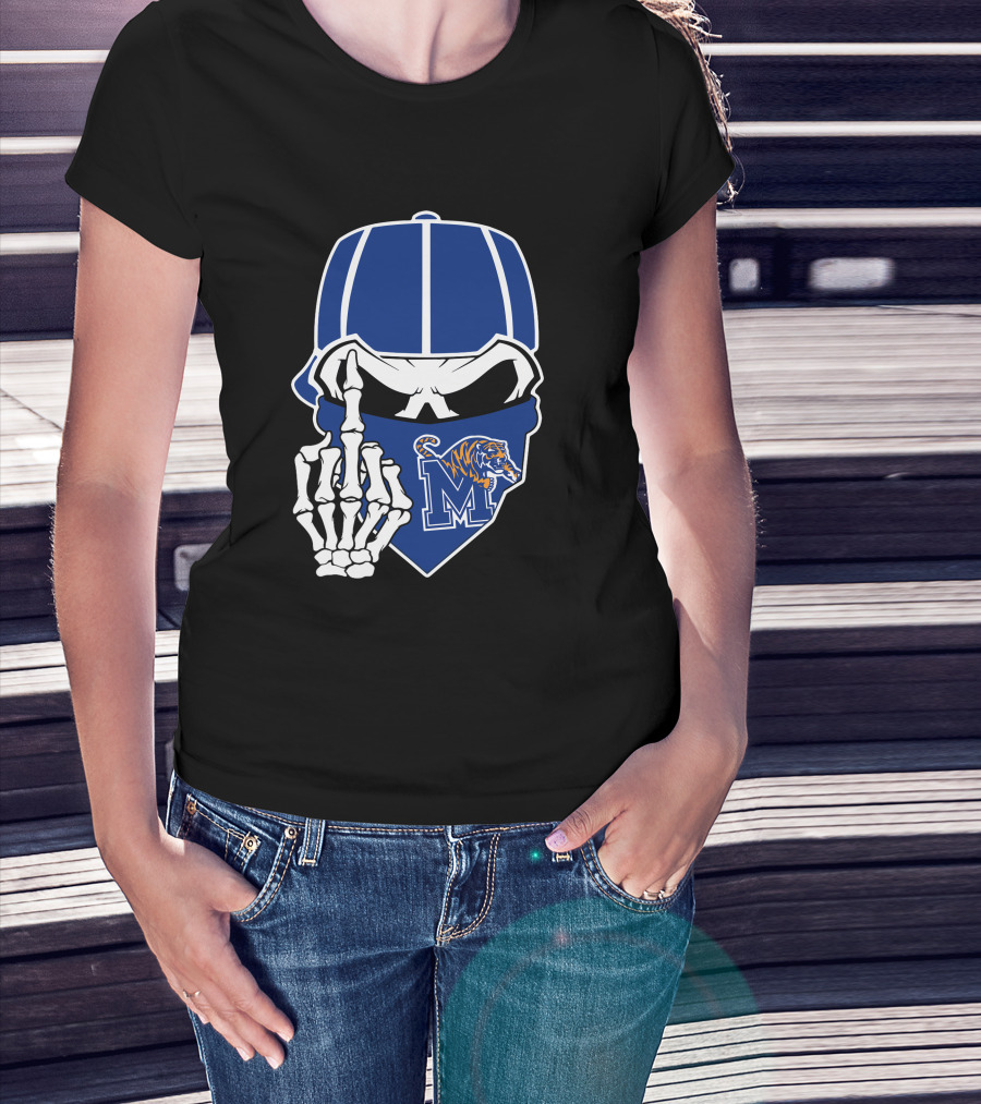 Memphis Tigers Skull Middle Finger Logo Football Team T-Shirt