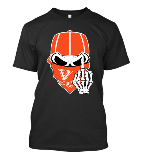 Virginia Cavaliers Skull Bandana Skeleton Gesture T-Shirt
