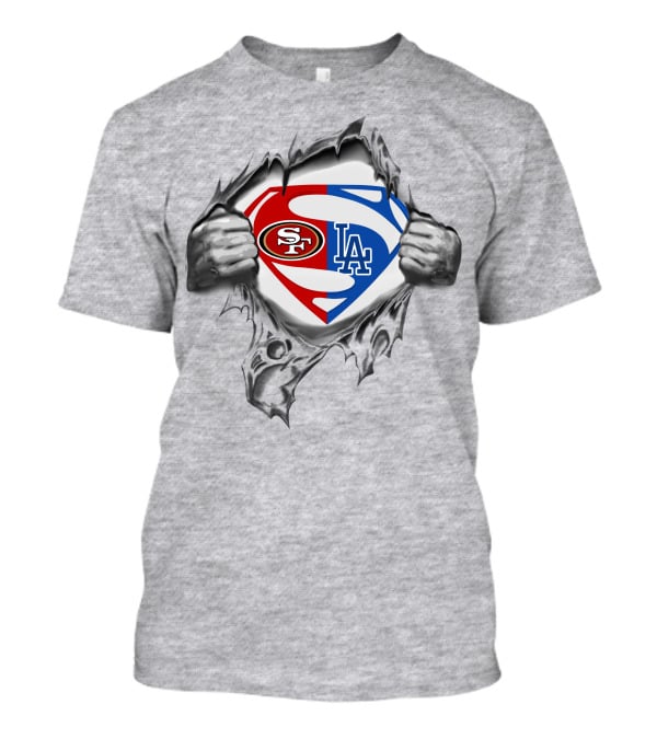 Sf 49ers La Dodgers Superman Logo Crossover T-Shirt