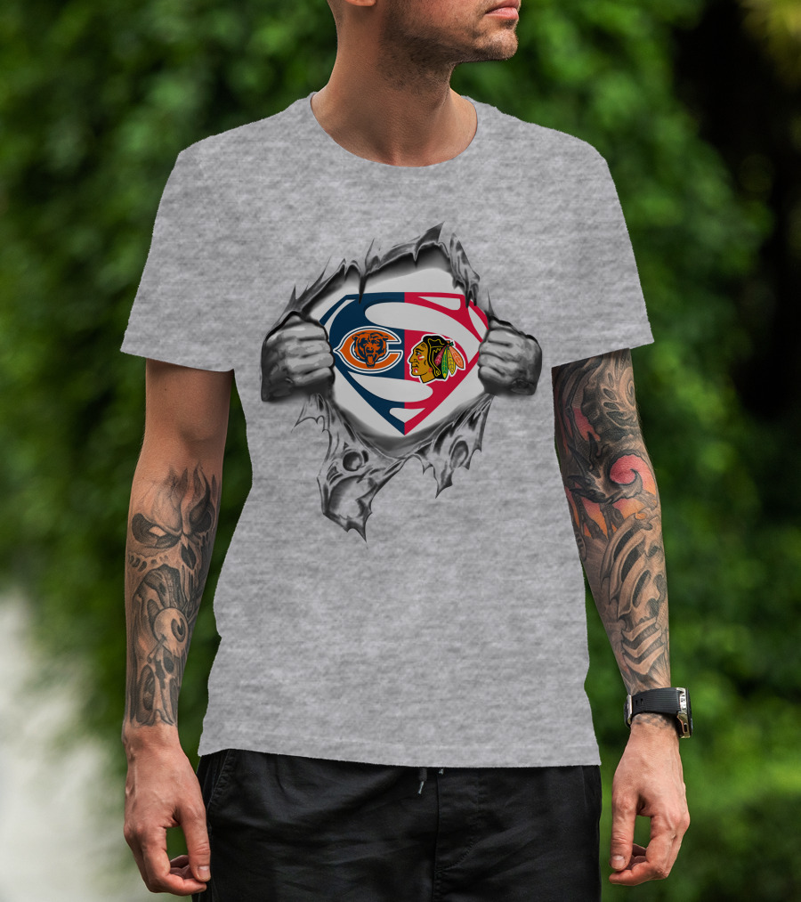 Chicago Bears Blackhawks Superman Crossover T-Shirt