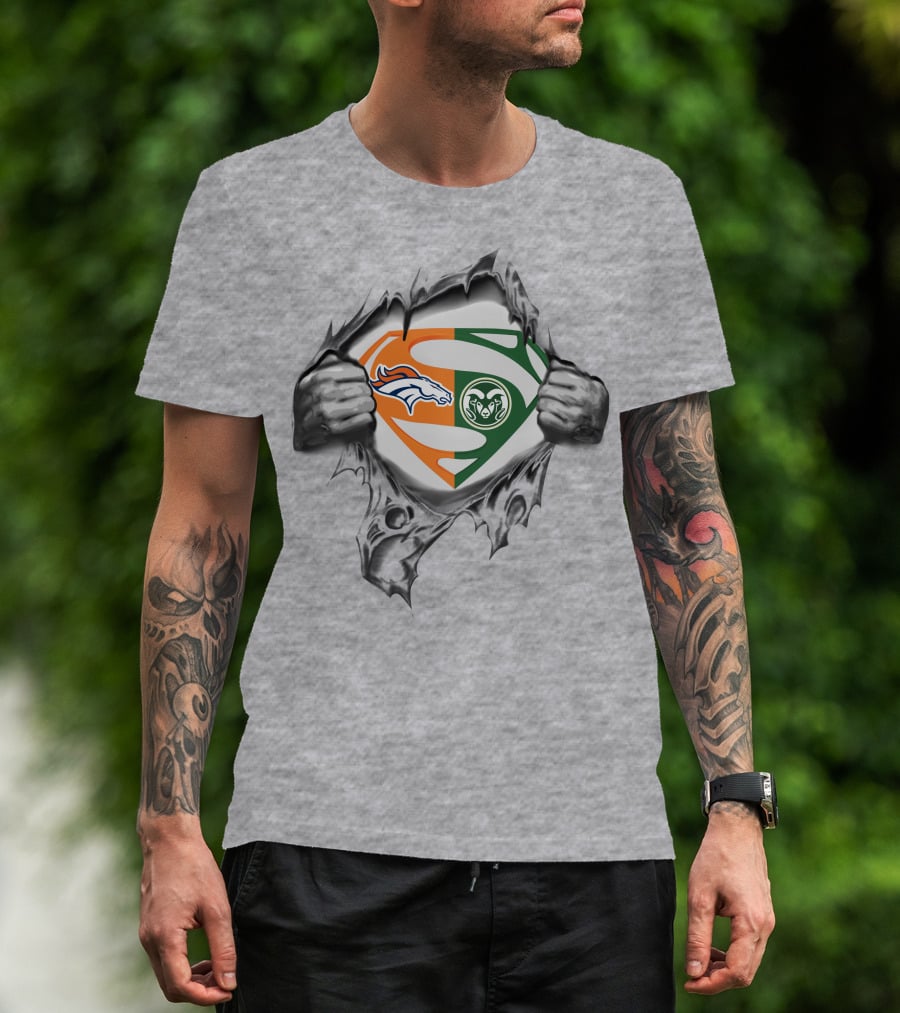 Broncos Colorado State Rams Superman Logo Crossover T-Shirt