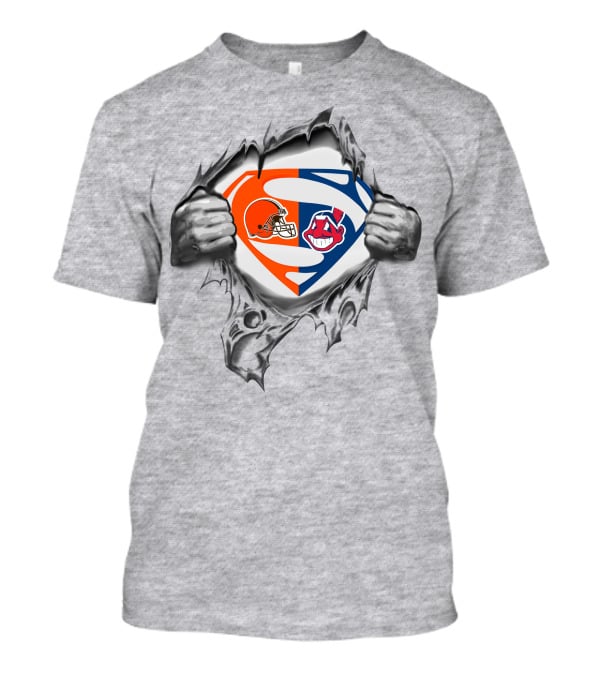 Cleveland Browns Cleveland Indians Superman Logo Integration T-Shirt