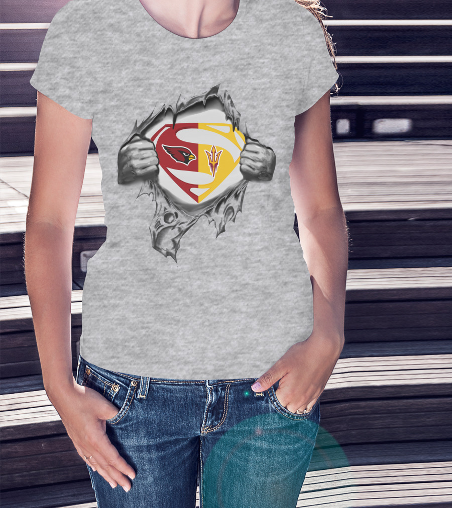 Arizona Cardinals Arizona State Sun Devils Superman Logo Fusion T-Shirt