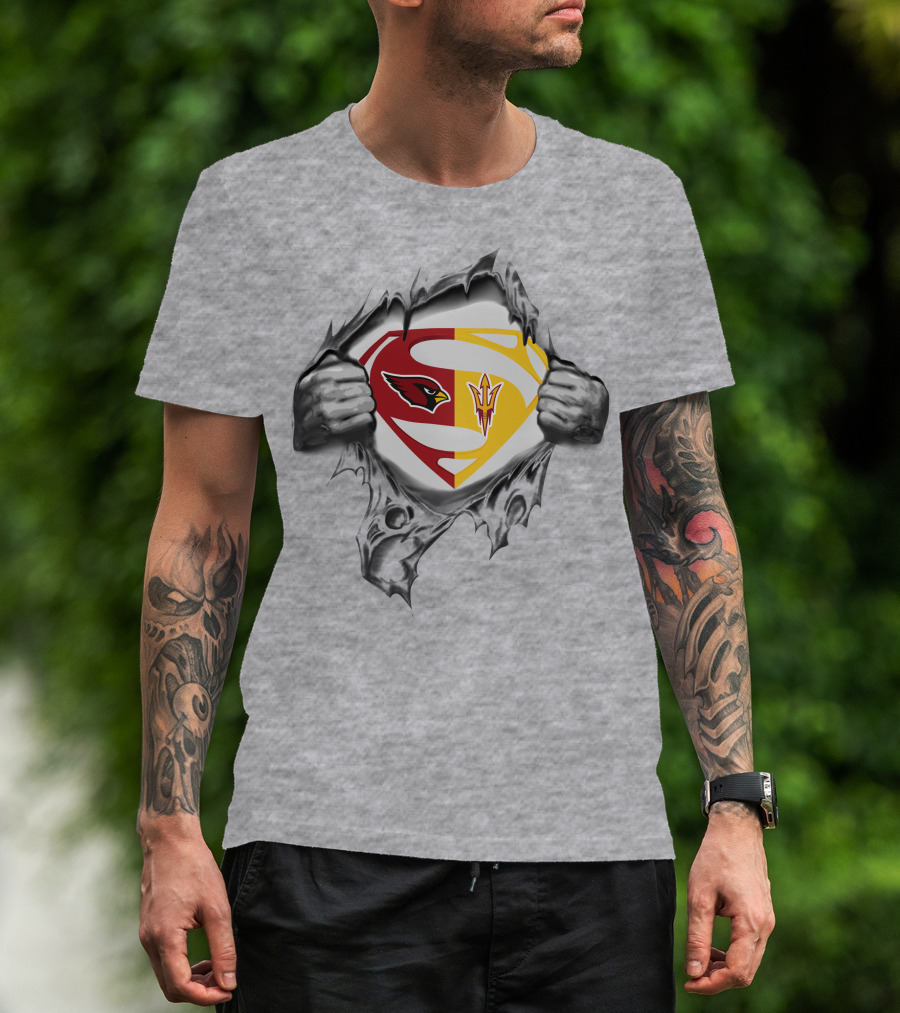 Arizona Cardinals Arizona State Sun Devils Superman Logo Fusion T-Shirt