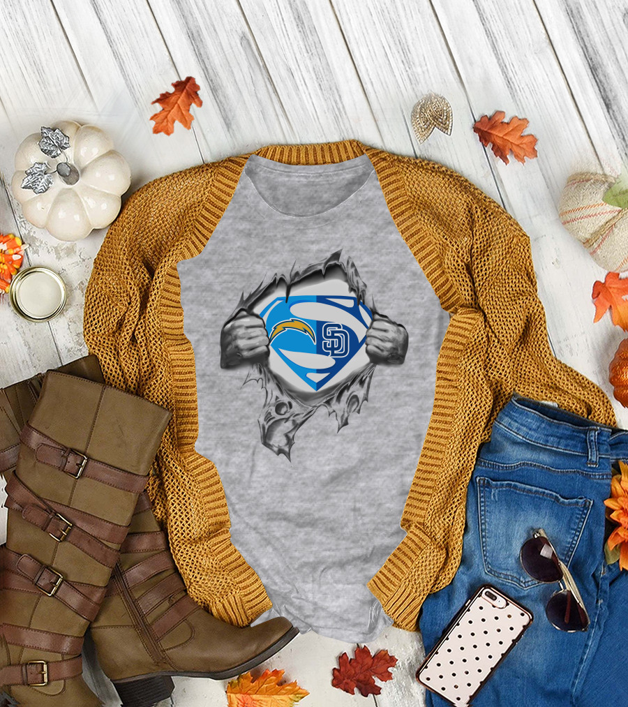 Chargers San Diego Padres Superman Logo Fusion T-Shirt